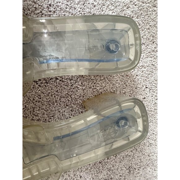 Gucci Sz 40 / US 10 Logo Transparent Clear Chunky Mule Sandals Block Heel Slides - Picture 5 of 16
